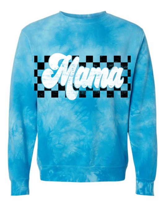 Blue Tie-Dyed Mama Crewneck Sweatshirt
