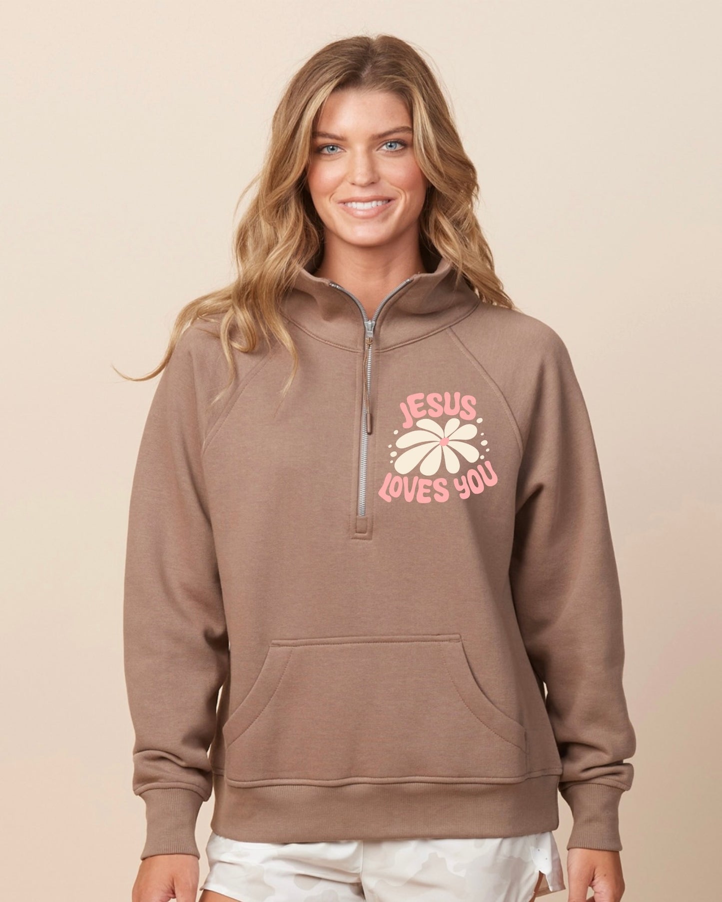 What a Friend We Have in Jesus Ladies Boxy Half Zip Fleece