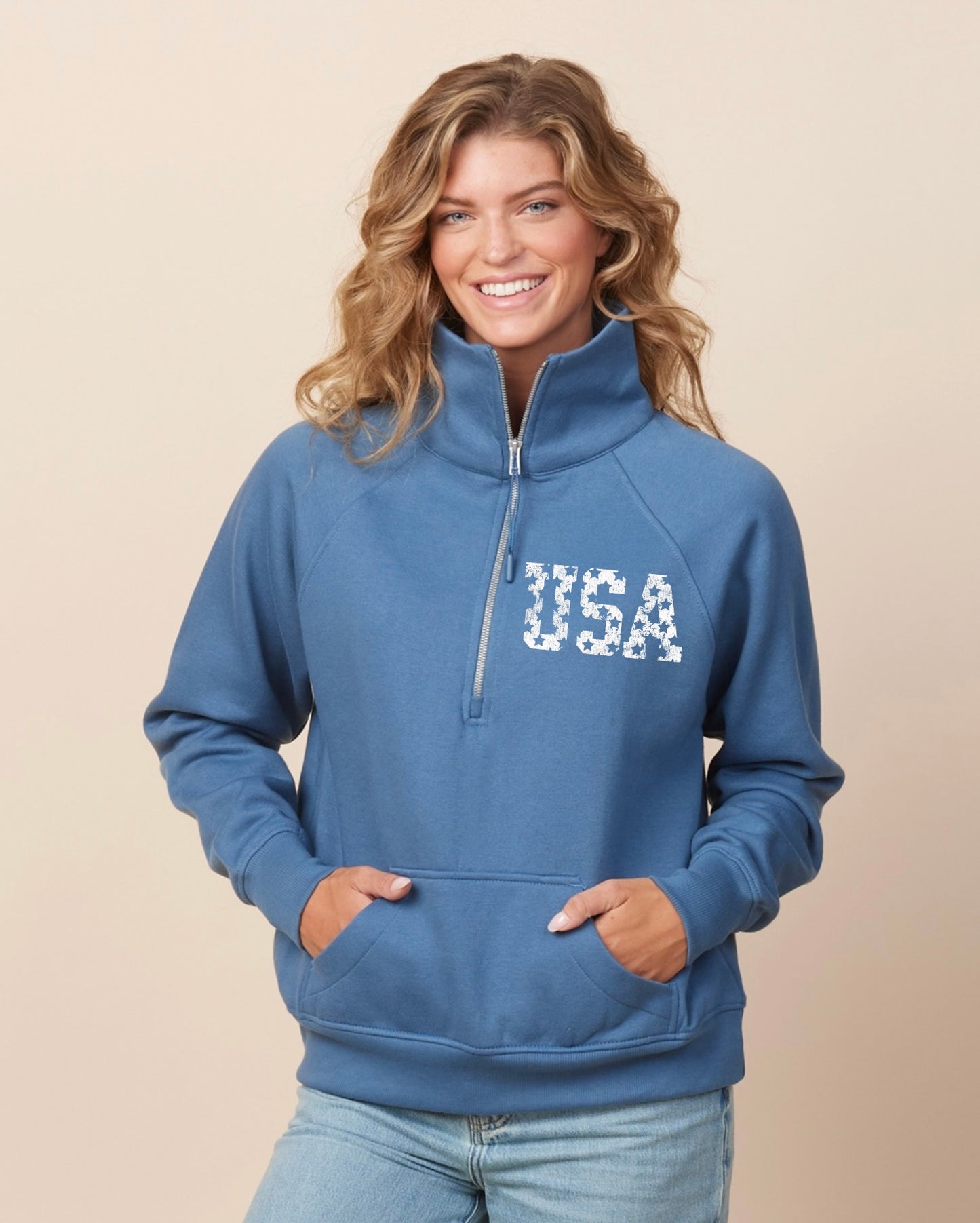 Vintage USA Ladies Boxy Half Zip Fleece