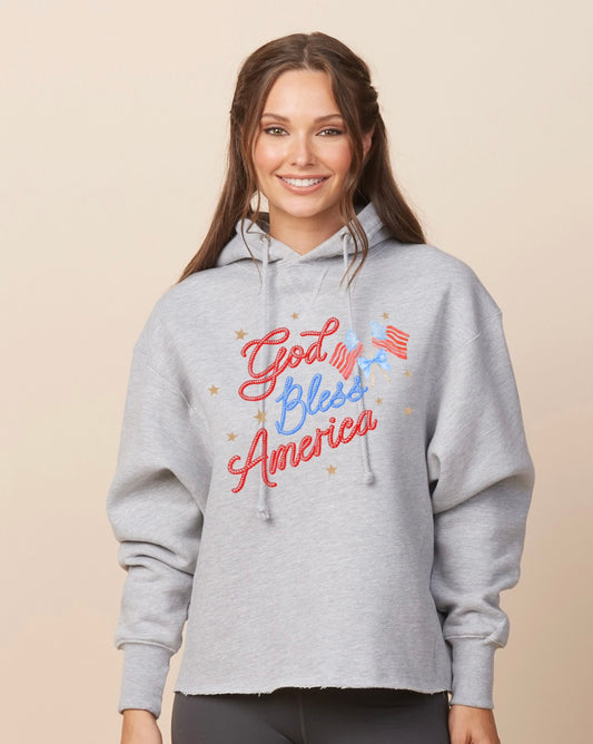 God Bless America Heavyweight Boxy Pullover Hood