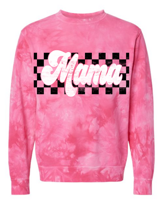 Pink Tie-Dyed Mama Crewneck Sweatshirt