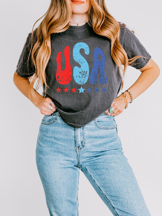 USA & Stars Boxy T-Shirt
