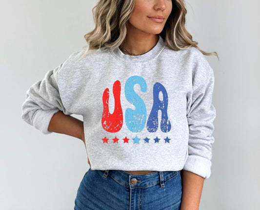 USA & Stars Crewneck Sweatshirt