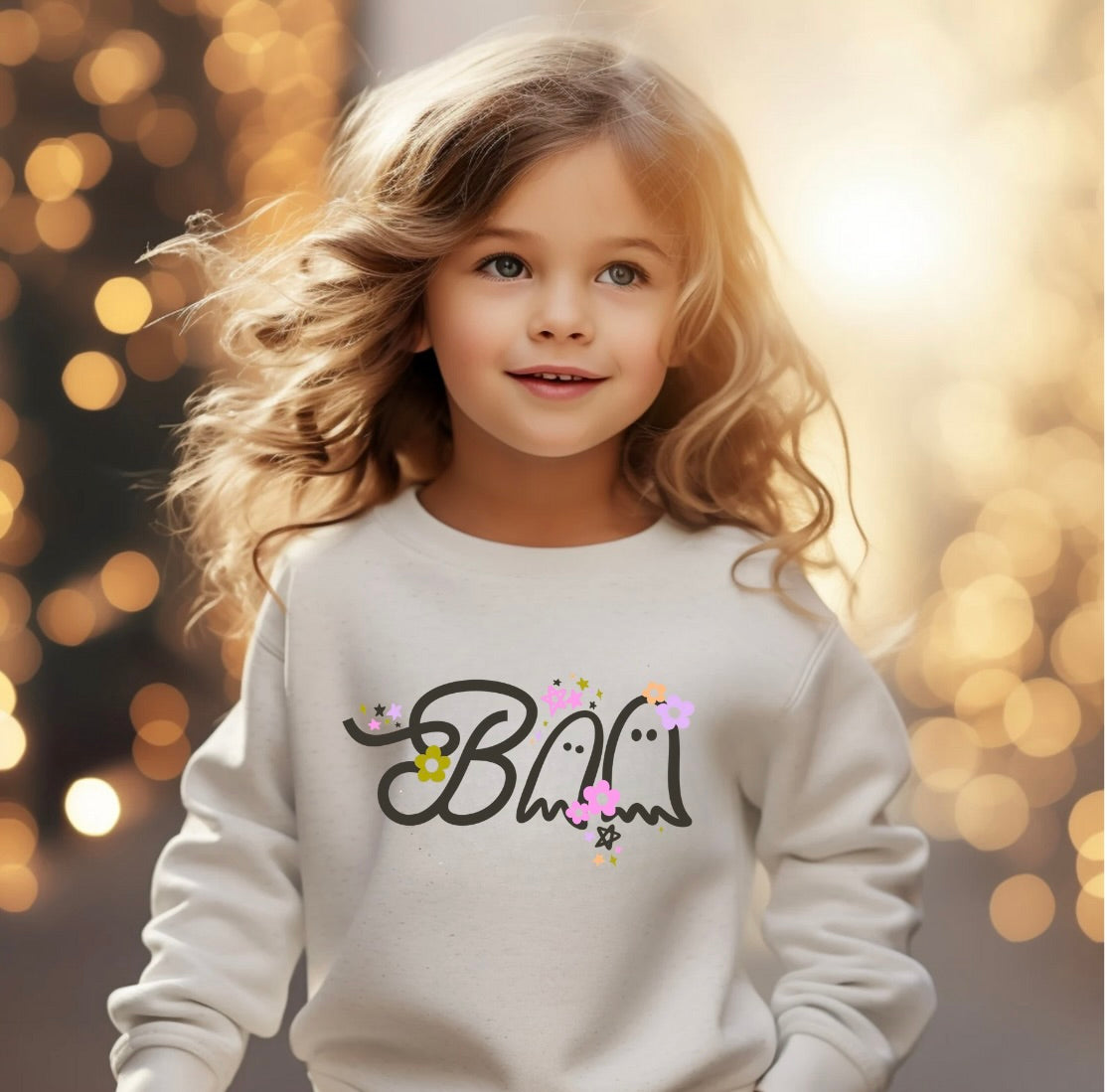 TODDLER Boo Flower Crewneck Sweatshirt