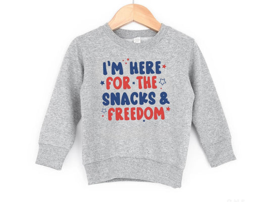 TODDLER I'm Here for the Snacks & Freedom Crewneck Sweatshirt