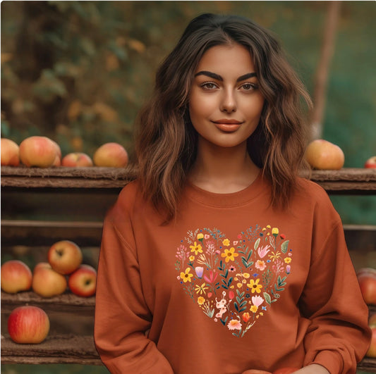 Floral Heart Crewneck Sweatshirt