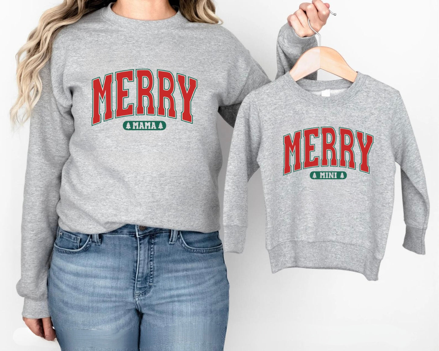 Red/Green Merry Mama & Mini Crew Set