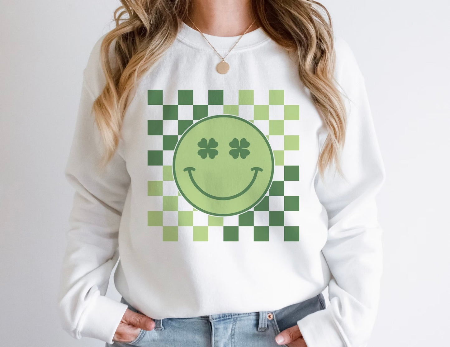 Retro Clover Smiley Crewneck Sweatshirt