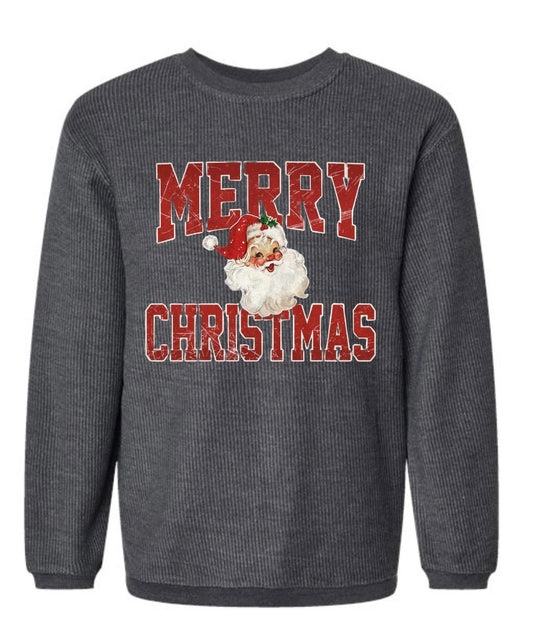 Santa Merry Christmas Corded Pullover