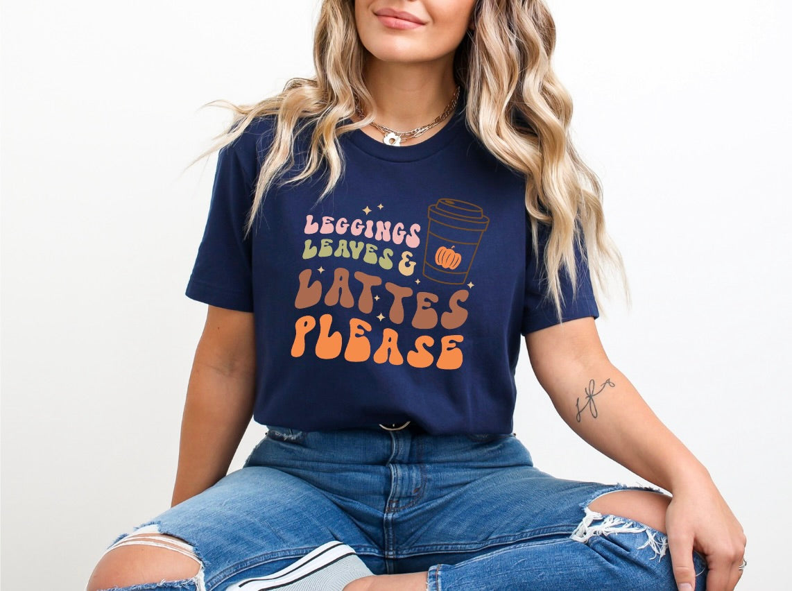 Leggings Leaves & Lattes Please T-Shirt