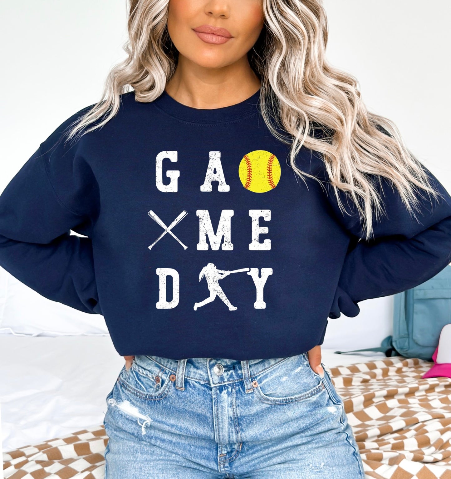 Softball Game Day Crewneck Sweatshirt