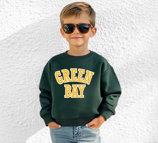 YOUTH Block Green Bay Crewneck Sweatshirt