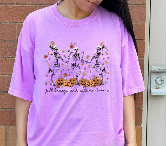 Dancing Skeletons & Fall Leaves T-Shirt