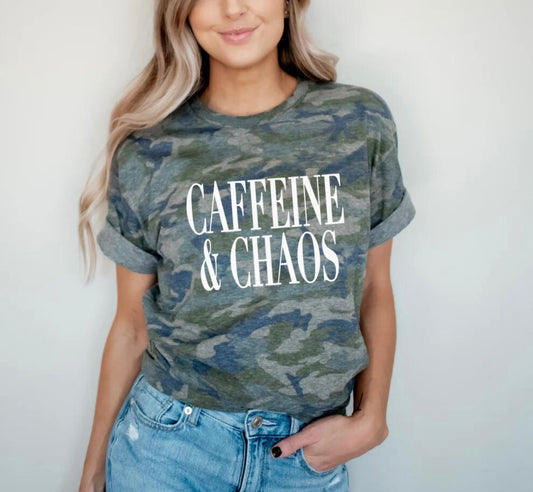 Camo Caffeine & Chaos T-Shirt