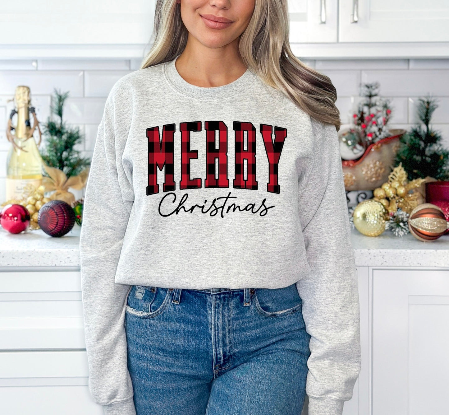 Buffalo Plaid Merry Christmas Pullover