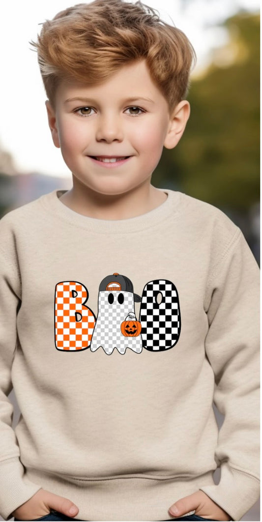 TODDLER Boo Checkered Crewneck Sweatshirt