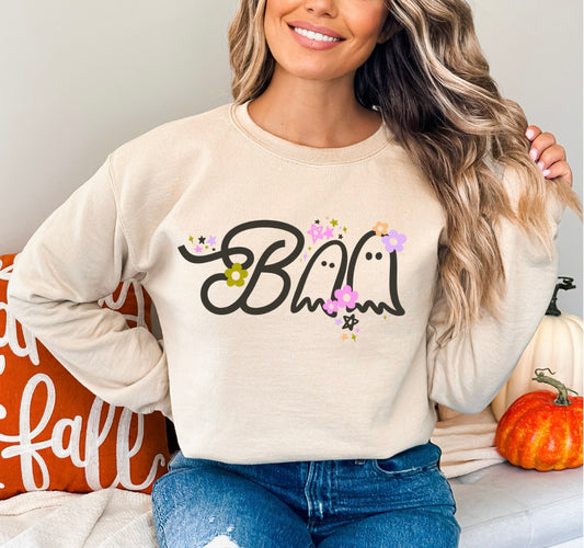 Boo Flowered Crewneck Sweatshirt